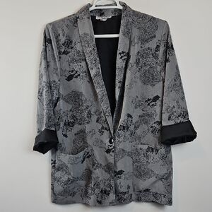 Kensington Square Gray Patterned Women's Blazer Jacket Size 1X